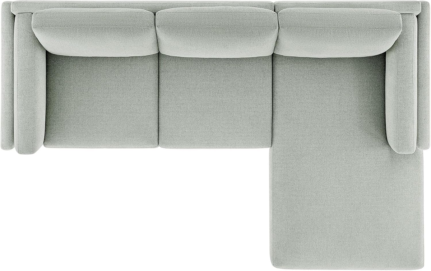 Modway Roscoe Right-Facing Sectional Sofa with Chaise in Mist - 2-Piece Mélange Chenille Fabric Deep Seat Couch, L Shaped Modular for Living Room or Lounge
