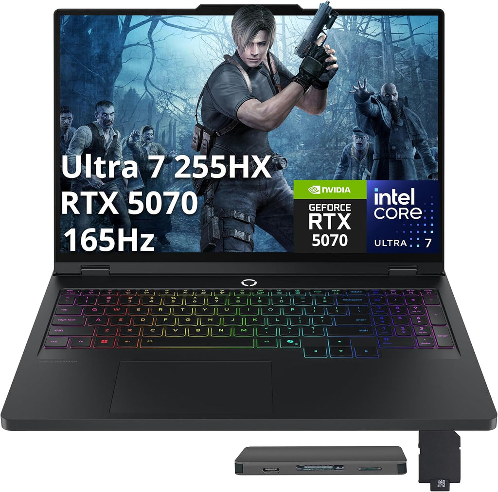 Lenovo Legion Pro 5i 16' 165Hz Gaming Laptop, Intel 20-core Ultra 7 255HX(Outperforms i9-14900HX), RTX 5070 8GB, 64GB DDR5, 3TB Storage(2TB SSD+1TB Docking Station), Backlit Keyboard, Win 11, Black