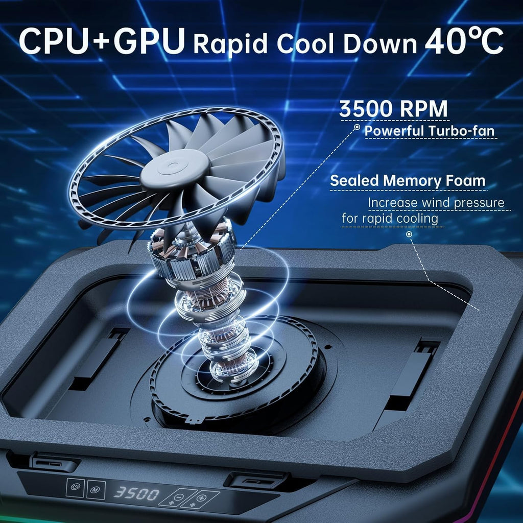Cooling Pad for Dell Alienware m18 R2 R1 area-51 18 inch Gaming Laptop, It is a Well Deserved Heat Dissipation Monster,Cooler with Powerful Turbo Fan Can Fast Cooling,6 RGB Light Mode,Touch Start