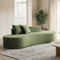 HULALA HOME 94.5' Curved Boneless Couch with Two Pillows, Oversized 3 Seater Compressed Foam Sofa with Deep Seat, Modern Cloud Couch for Living Room, No Assembly Required, Green