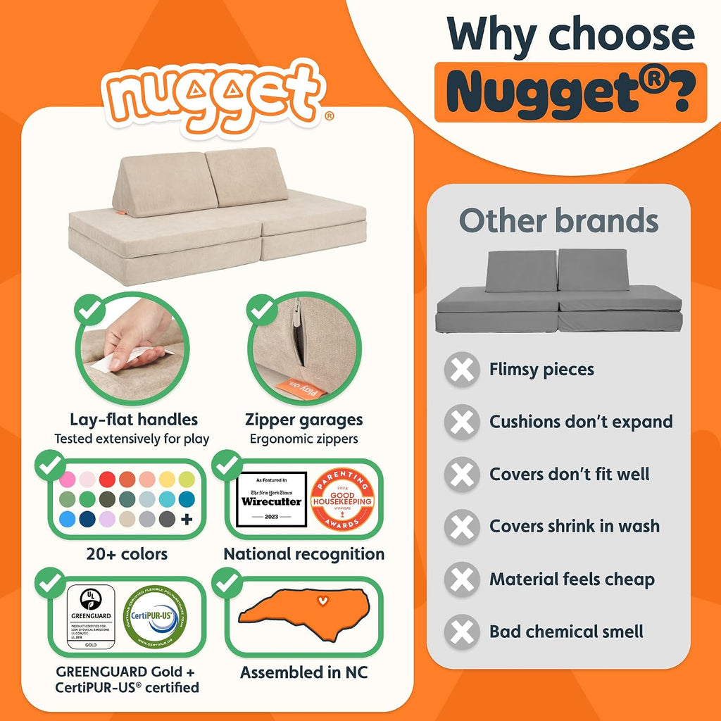 Nugget - The Original Play Couch for Kids - Modular Foam Children's Sofa for Playroom, Imagination, & Creative Open Ended Play - Washable & Convertible Playroom Furniture, Dunebuggy