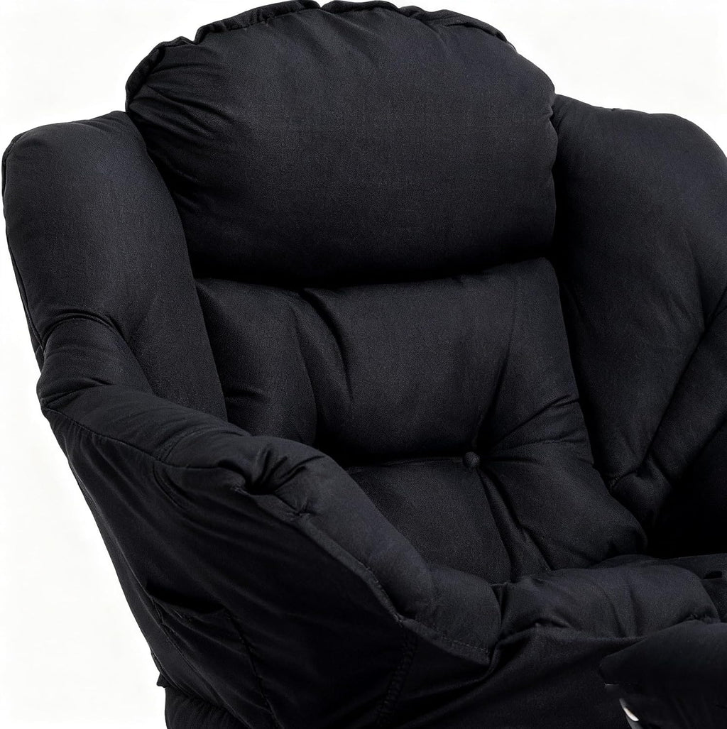 HollyHOME Lazy Chair with Armrest and Side Pocket, Comfy Accent Lounge Chair,Leisure Sofa Armchair for Living Room, Bedroom, Dorm, or Small Spaces, Oversized Reading Sofa Chair,Black