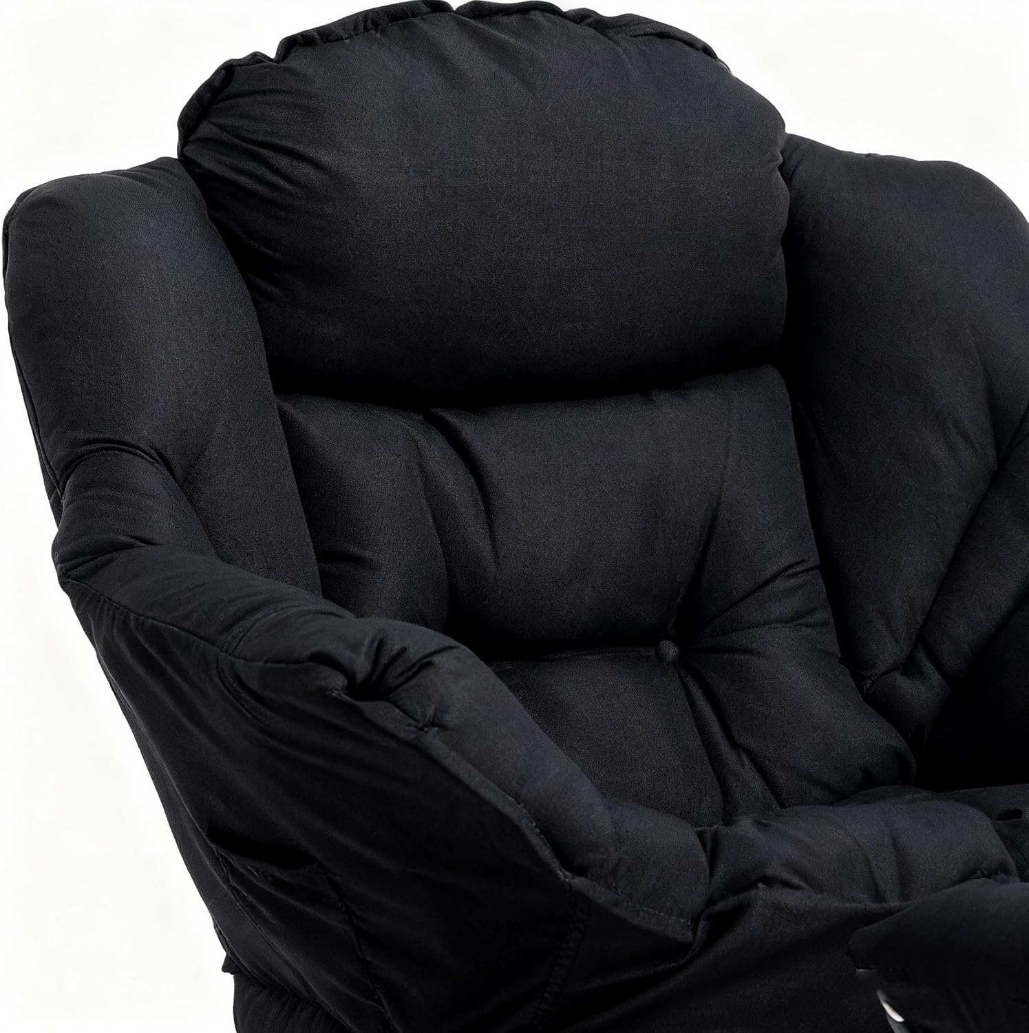 HollyHOME Lazy Chair with Armrest and Side Pocket, Comfy Accent Lounge Chair,Leisure Sofa Armchair for Living Room, Bedroom, Dorm, or Small Spaces, Oversized Reading Sofa Chair,Black