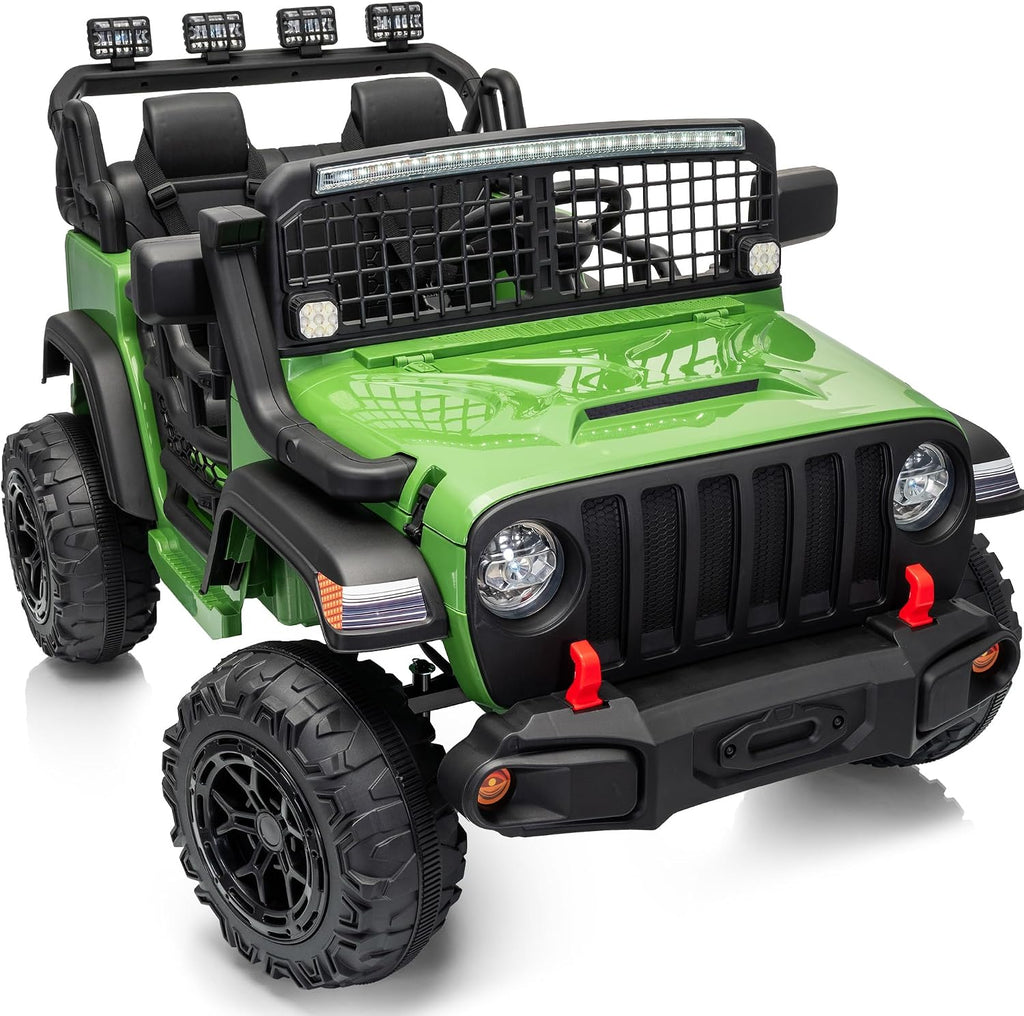 Outfunny 2 Seater Ride on Car Toy, 12V Electric Car for Kids 4-8 with Remote Control, Capacity 110 lb, LED Light - Green