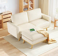 Vesgantti 68' Loveseat Sofa with Movable Ottoman, Comfy Corduroy Couch with Spring Cushion, Sofa Couch with Solid Wood, Modern Office Sofa with Deep Seat for Living Room and Bedroom, Beige