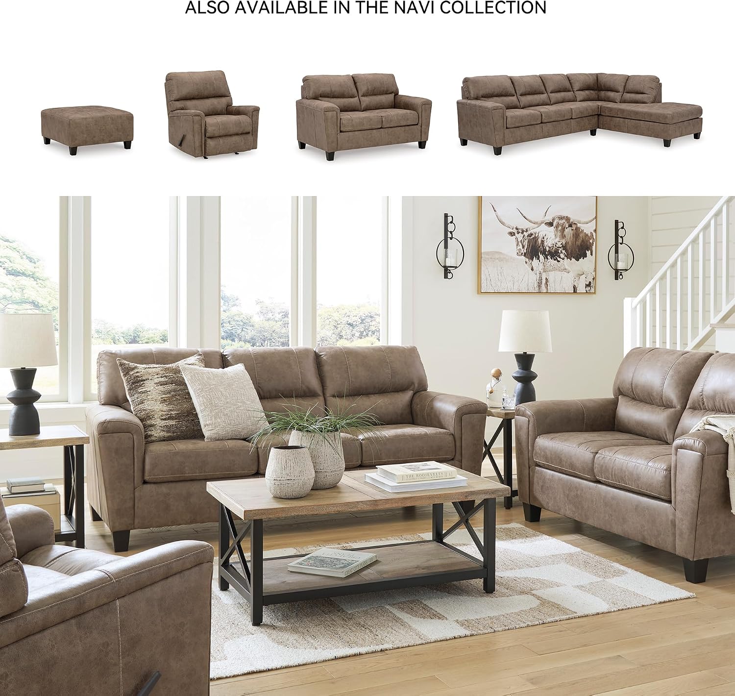 Signature Design by Ashley Navi Modern Queen Sofa Sleeper with Removable Cushions, Dark Brown