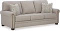 Signature Design by Ashley Gaelon Transitional 2-in-1 Sofa Sleeper with Folding Gel Memory Foam Mattress, Nailheads and 2 Accent Pillows, Queen, Beige