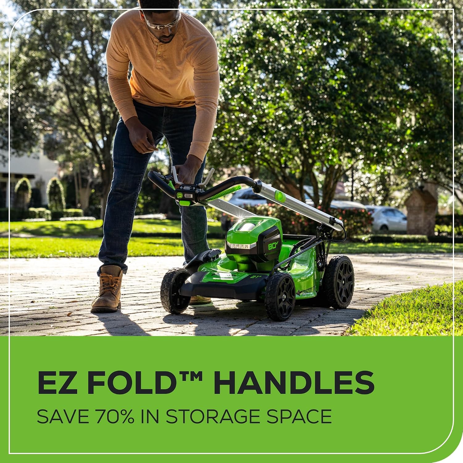 Greenworks 80V 21' Brushless Cordless (Self-Propelled) Lawn Mower (LED Headlight + Aluminum Handles), 4.0Ah Battery and Rapid Charger + Bonus 24V Power Tool Combo Kit