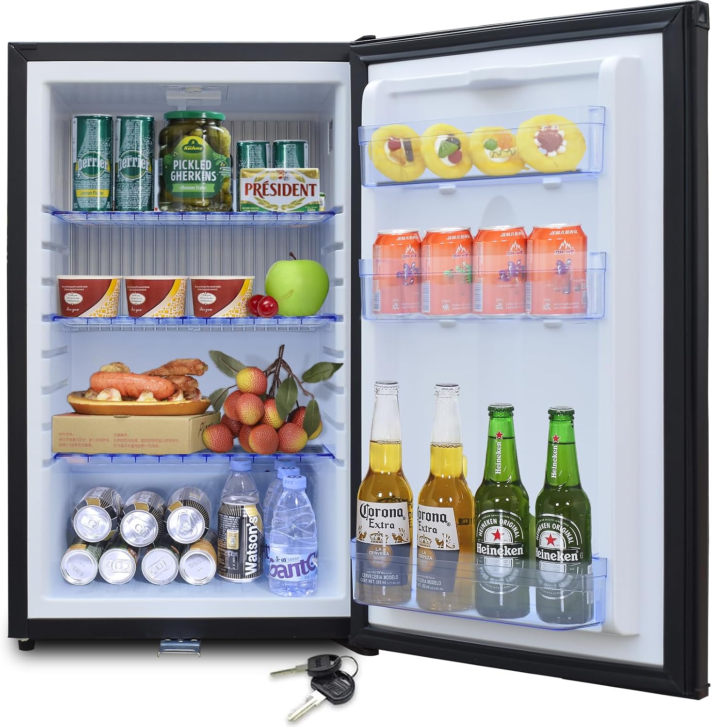 12V RV Refrigerator with Lock, 1.7 Cu.Ft Compact Refrigerator, 12V Mini Fridge Silent Semi Truck Refrigerator, Small Fridge with Reversible Door Compact Refrigerator for RV, Camping, Boat Use