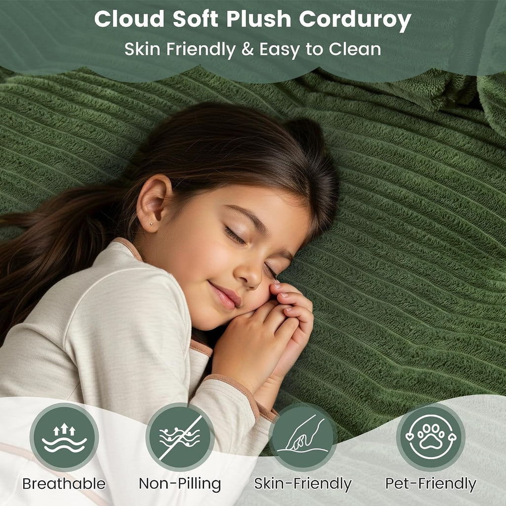 Convertible Sofa Bed, 2 in 1 Boneless Couch Bed with 2 Pillows, Corduroy Pull out Couch Folding Sofa Bed with Deep Seat, Small Loveseat Sleeper Sofa Bed in a Box for Small Spaces, No Assembly, Green