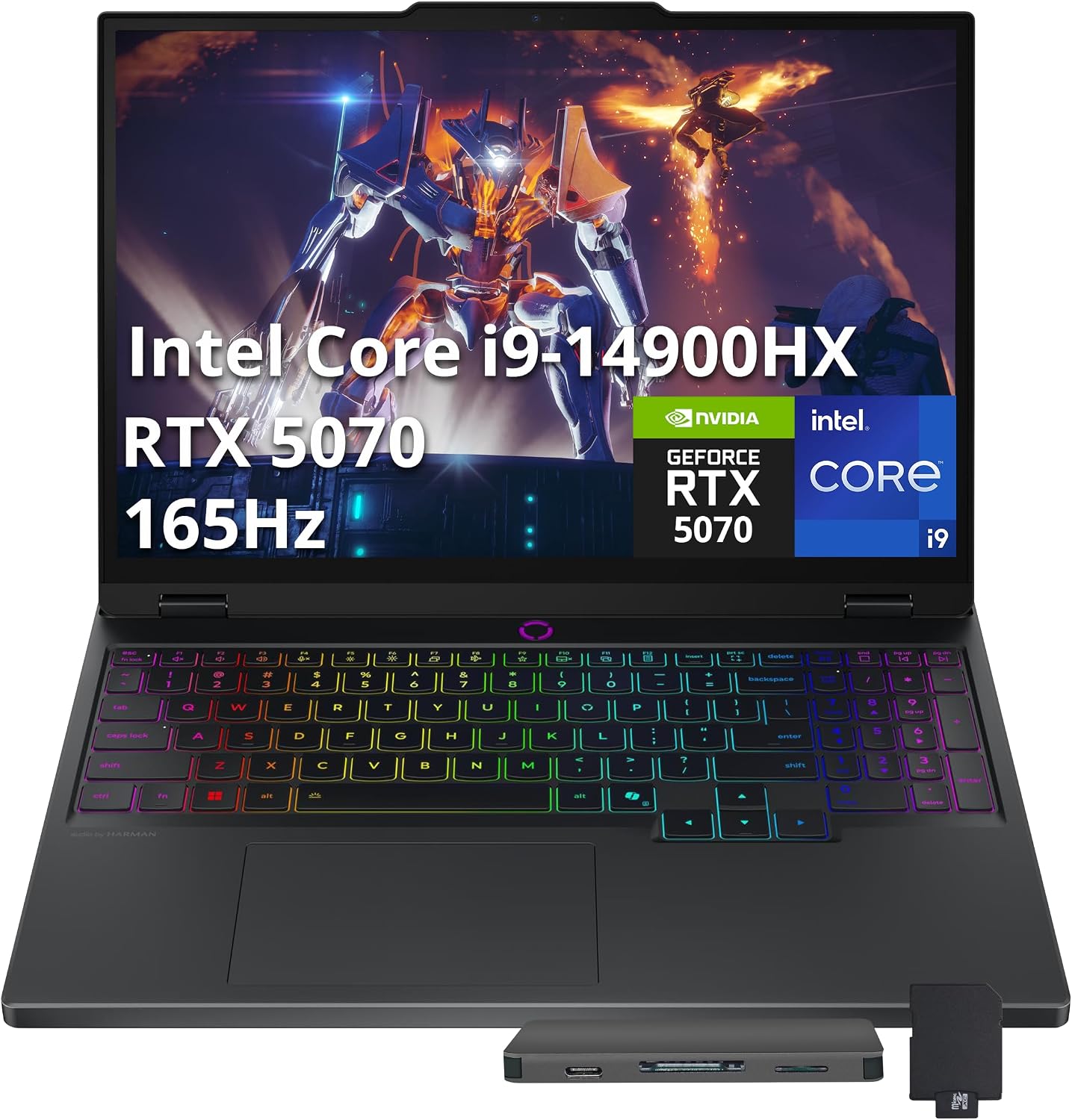Lenovo Legion 5 15.1' WQXGA 165Hz Gaming Laptop, Intel i9-14900HX, RTX 5070 GDDR7, 32GB DDR5, 2TB SSD, 24-Zone RGB Backlit Keyboard, 5.0MP Camera, Wi-Fi 7, Win11 Pro, Black, 1TB Docking Station Set