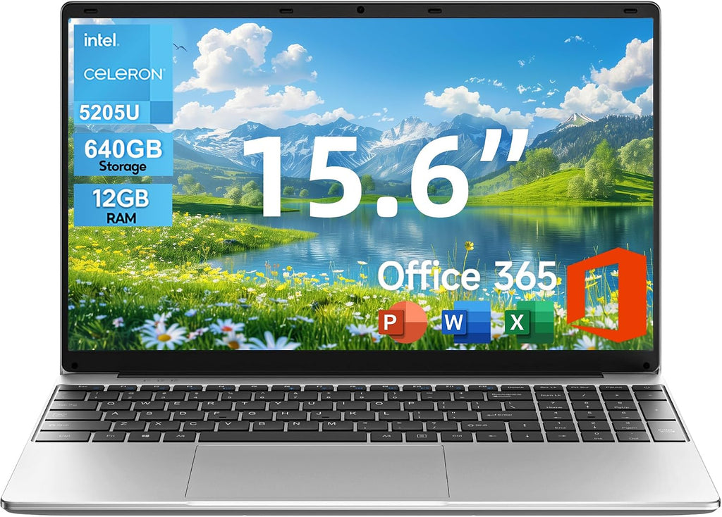 jumper 15.6' FHD Laptop, 10th Gen Intel Dual-Core Processor(1.9GHz), 12GB RAM 640GB Storage, 1 Year Office 365, Numeric Keyboard, HDMI, WiFi5, 38Wh Battery, Windows 11 Laptop for Business and Student