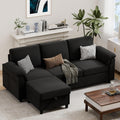 Vongrasig 79' Convertible Sectional Couch Sofa with Storage Ottoman, 3 Seat L Shaped Couch with Side Storage Pockage, Small Couches for Living Room, Apartment and Small Space, Black