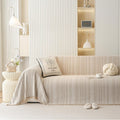 Chenille Sofa Throw Blanket with Herringbone Pattern and Tassel Edges, Thick & Soft Couch Cover, Machine Washable, Anti-Slip, Pet-Friendly, Fits 3/4-Seater (Beige, 71″x165″)