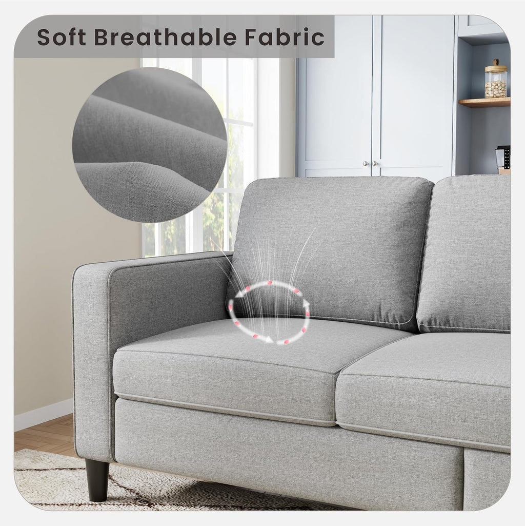 78' Sectional Sofa Couches for Living Room, Convertible L Shaped Couch with Storage Ottoman, Deep Seat Pet-Friendly Linen Fabric Sofa Set for Small Space, Apartment, Dorm