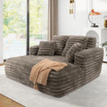JEEOHEY 56' Oversized Chaise Lounge Chair Indoor,Plush Faux Fur Sleeper Sofa Couch Bed with Pillows&Wide Armrests,Fluffy Comfy Cloud Couch,Compression Foam Couch for Living Room,Bedroom(Brown)