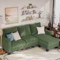 YESHOMY Convertible Sectional Couch, Couches with Mobile Ottoman, Small Sofa L-Shaped 3 Seater with Corduroy Fabric for Living Room, Apartment and Office, 70', Olive Green