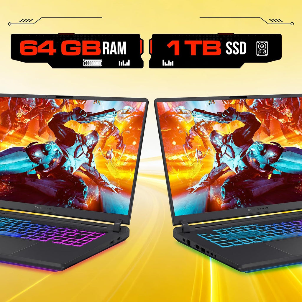 ASUS ROG Strix G16 Gaming Laptop, NVIDIA GeForce RTX 5060, Intel i7-14650HX, 64 GB DDR5, 4 TB SSD, 16 inch FHD+ 165Hz 3ms, WiFi 7, Dolby Atmos, Hires Audio, HD+ Cam, Windows 11 Pro, Accessories