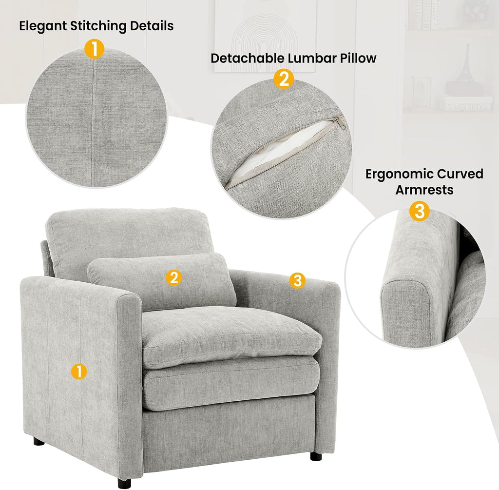 Harper & Bright Designs Chenille Fabric Upholstered Sofa, Oversized Comfy Cloud Loveseat Sofa Couch, Double Plush Cushion for Living Room