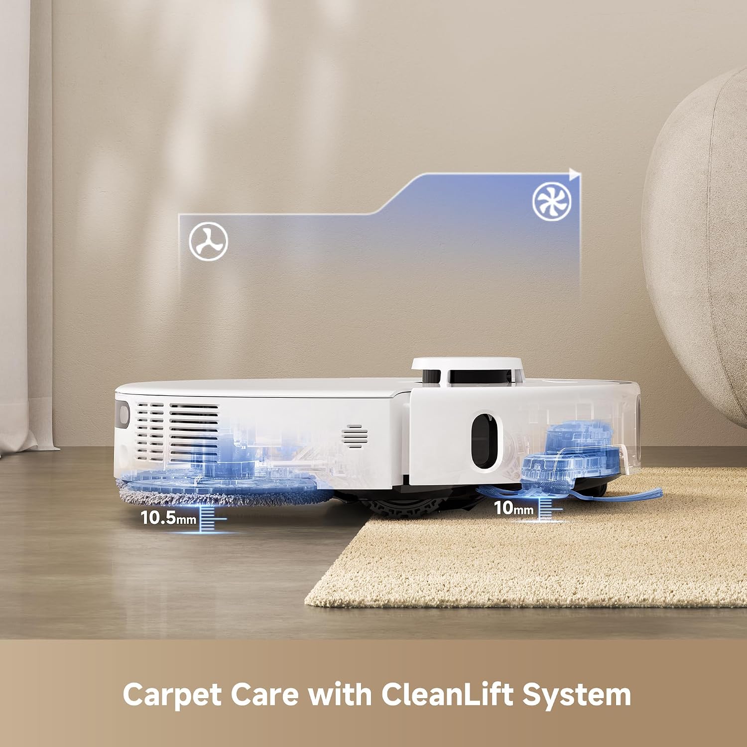 Mova P50 Ultra Robot Vacuum Cleaner with Flexible Mop, 19,000 Pa Suction Power with Anti-Tangle Brush, Corner and Edge Cleaning, 167℉ Automatic Cleaning & Self-Drying & Cleaning, Auto Empty & Refill