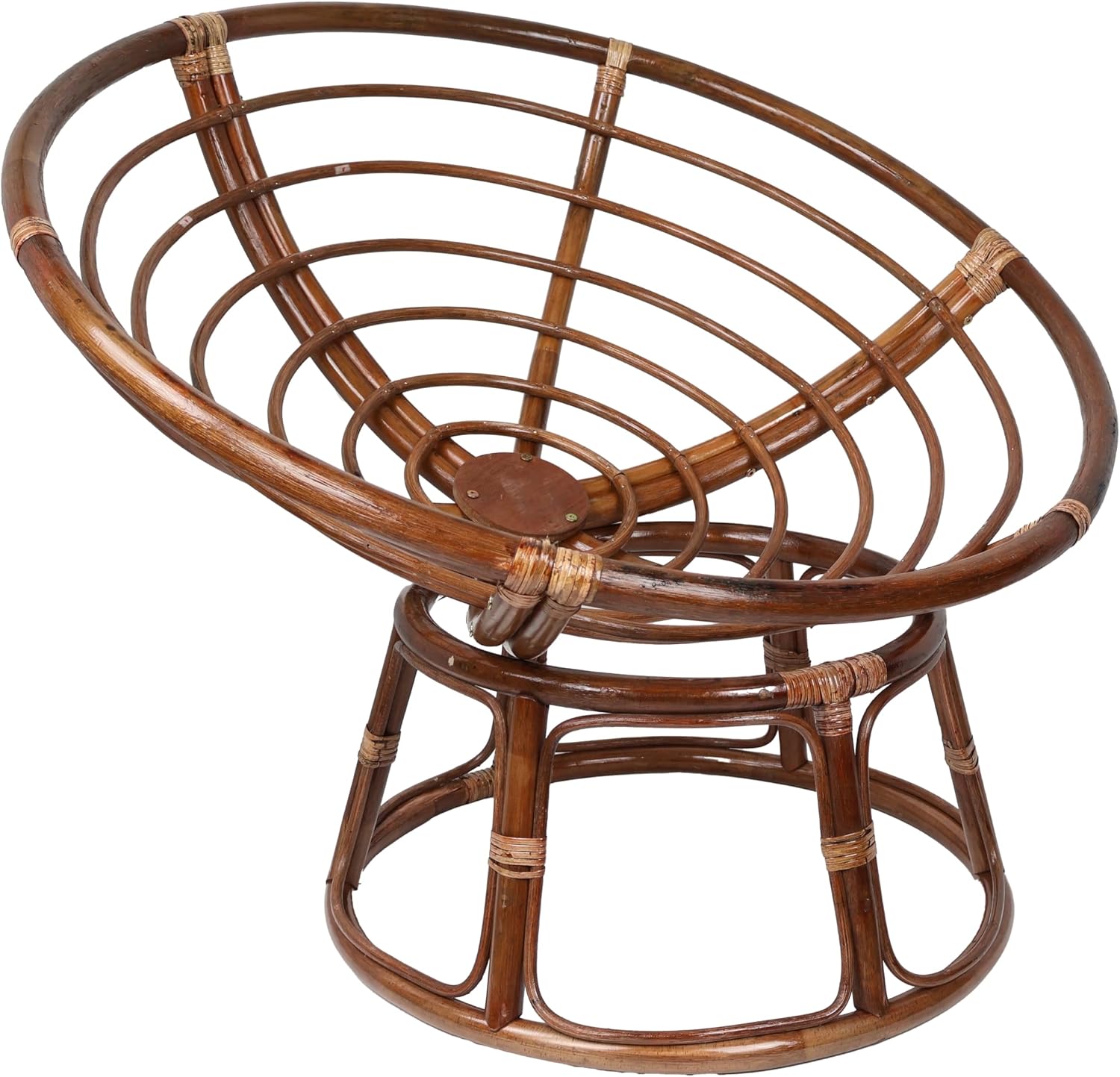 International Caravan Furniture Piece 42-Inch Rattan Papasan Chair with Solid Twill Cushion
