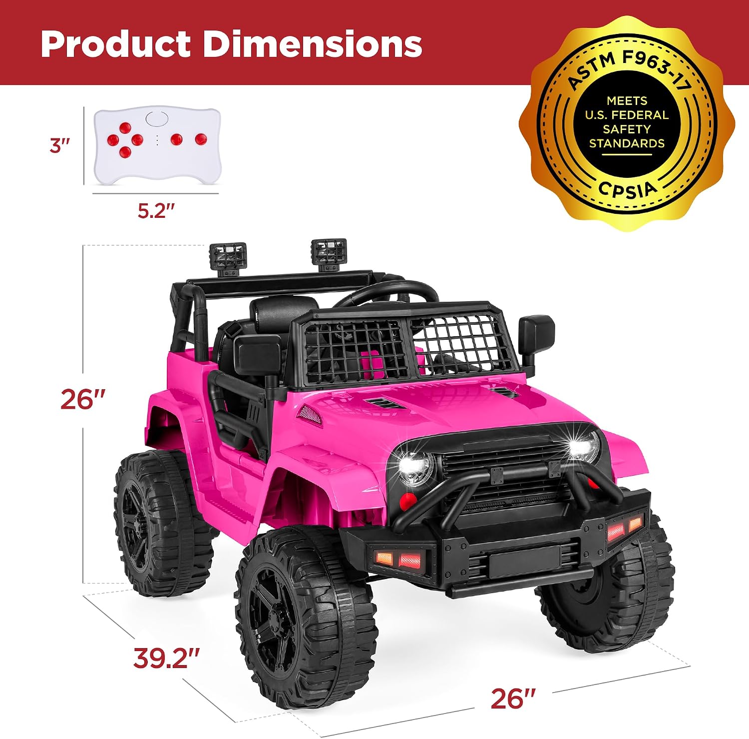 Best Choice Products 12V Kids Electric Vehicle Toy Ride On Car with Parent Remote Control for Toddlers, Seat Harness, 61 lbs Weight Capacity, Locking Doors, Spring Suspension, Bluetooth - Hot Pink