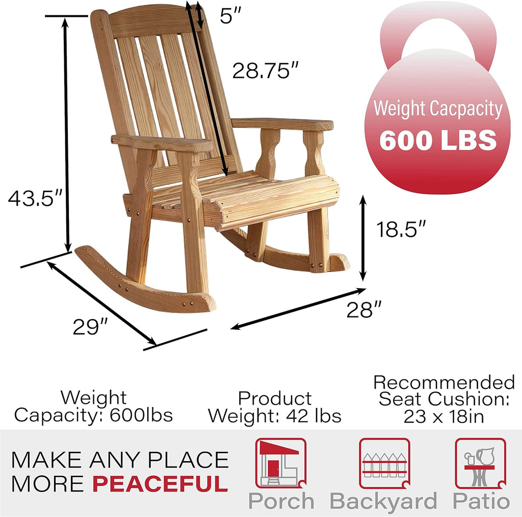 Amish Heavy Duty 600 Lb Mission Pressure Treated Rocking Chair (Unfinished)
