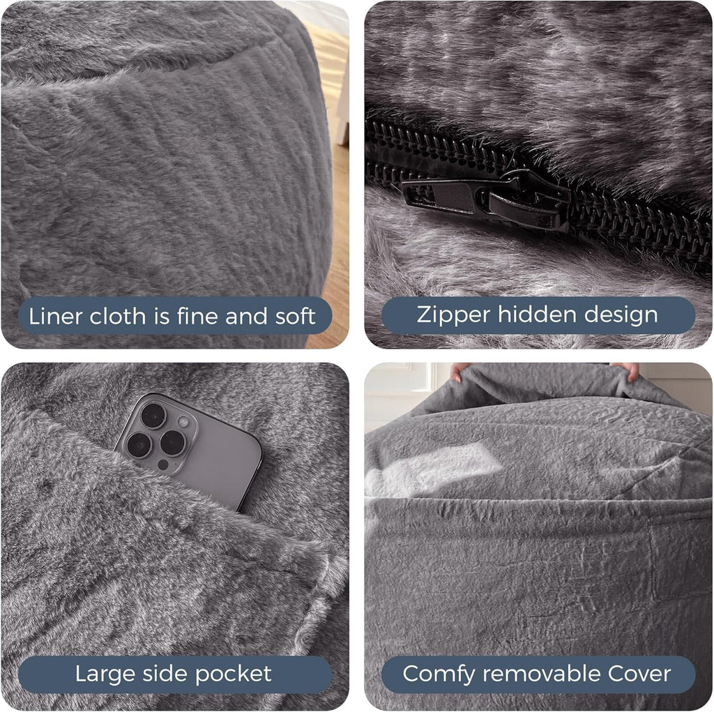 MAXYOYO Giant Bean Bag Chair Bed for Adults, Convertible Beanbag Folds from Lazy Chair to Floor Mattress Bed, Large Floor Sofa Couch, Big Sofa Bed, High-Density Foam Filling, Machine Washable