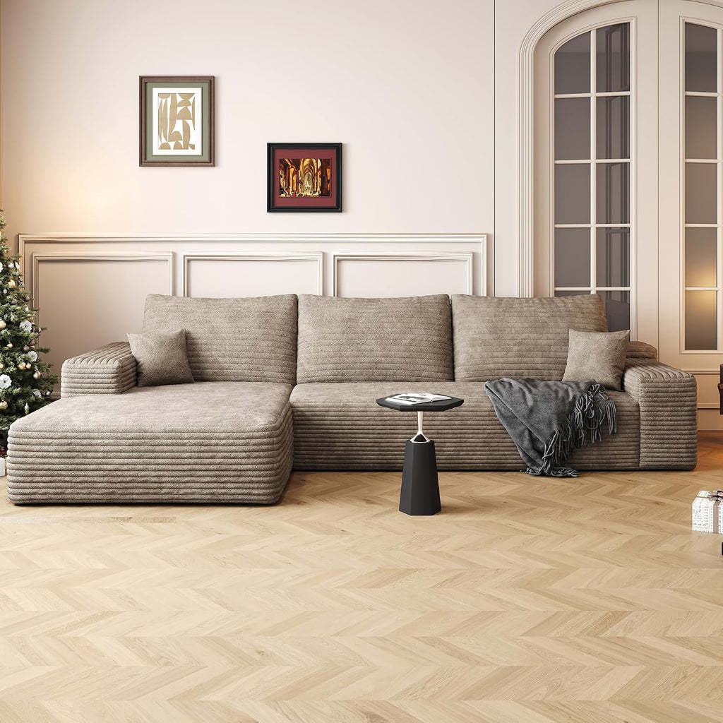 AUGOP 108' Sectional Couches for Living Room Modern Modular Sofa with L-Shape Couchs Upholstered Boneless Couch Deep Seat Sectional Couch with Chaise (Camel, Left Facing Chaise+2Seaters)