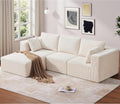KINGYES 107'' Modular Sectional Sofa, L Shaped Cloud Couch for Living Room, Modern Plush Corduroy Boneless Sofa with Chaise for Bedroom, Beige