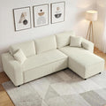 HOMCOM 95' Sectional Sofa with Reversible Chaise Lounge, L-Shaped Corner Sofa with Corduroy Fabric, Pocket Spring, 2 Pillows, Wide Arm, Thick Padded, 3 Seat Couch for Living Room, Cream White