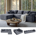 MONVANE 106' Cloud Sectional Couch with L-Shaped Chaise, Modular Sectional Sofa with Deep Seat and Removable Armrests, Comfy Corduroy Boneless Couches for Living Room, No Assembly Required, Grey