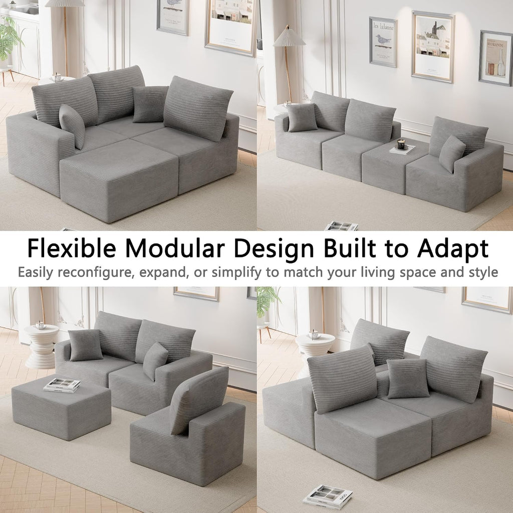 Homall Sectional Couches for Living Room, Modern Boneless Couch with Deep Seat, Upholstered Cloud Sofa, No Assembly Required (Grey, L Shaped Sofa)
