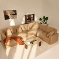 Cloud Couch 139' U-Shaped Couch(Not Boneless), Oversized 7-Seater Modular Couch, Queen Sofa with Corduroy Upholstery, Deep Seats, Pocket Spring Cushions for Living Room, Left Facing Chaise, Camel