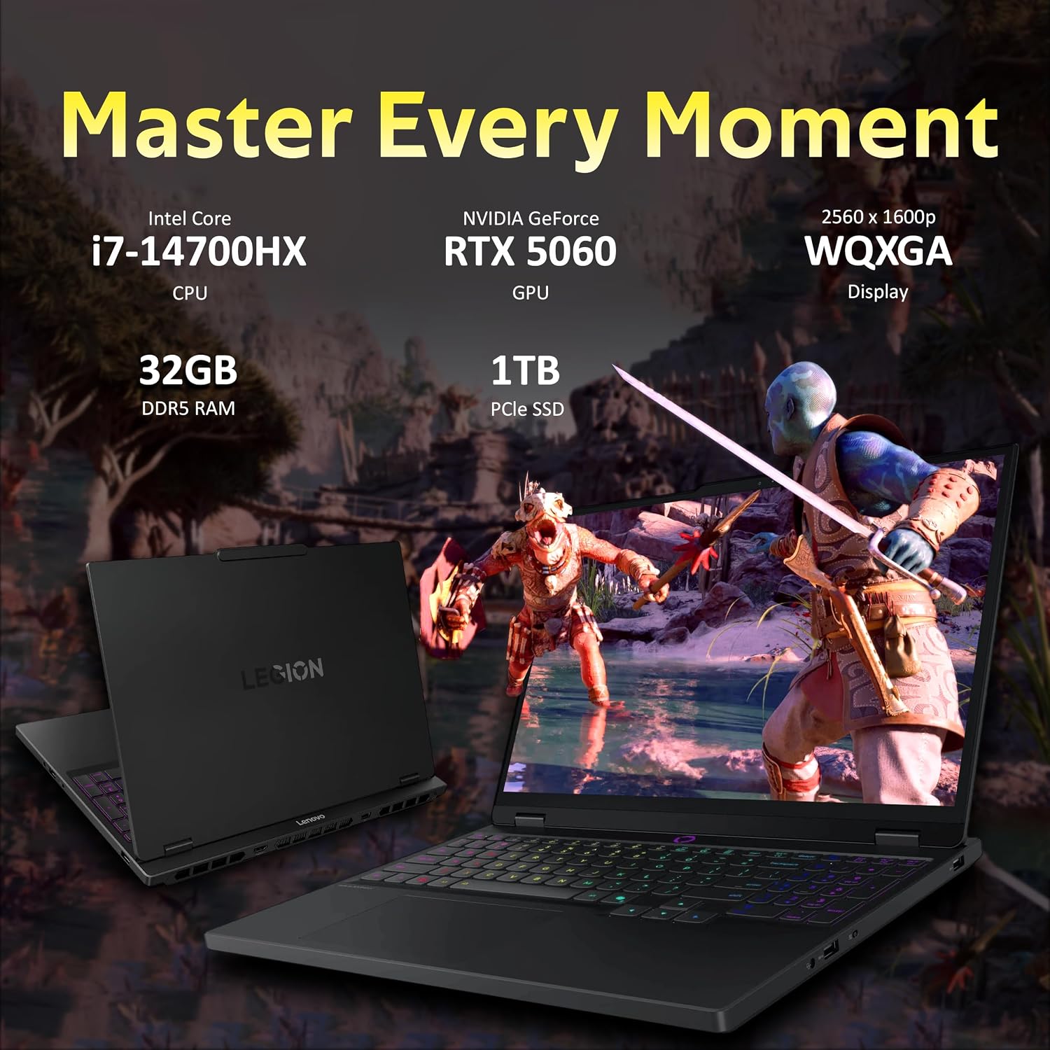 Lenovo Legion 5 15.1' WQXGA 165Hz Gaming Laptop, Intel i7-14700HX, GeForce RTX 5060 8GB GDDR7, 32GB DDR5, 1TB SSD, Backlit Keyboard, 5.0MP Camera, Wi-Fi 7, Win 11 Pro, Black, 512GB Docking Station Set
