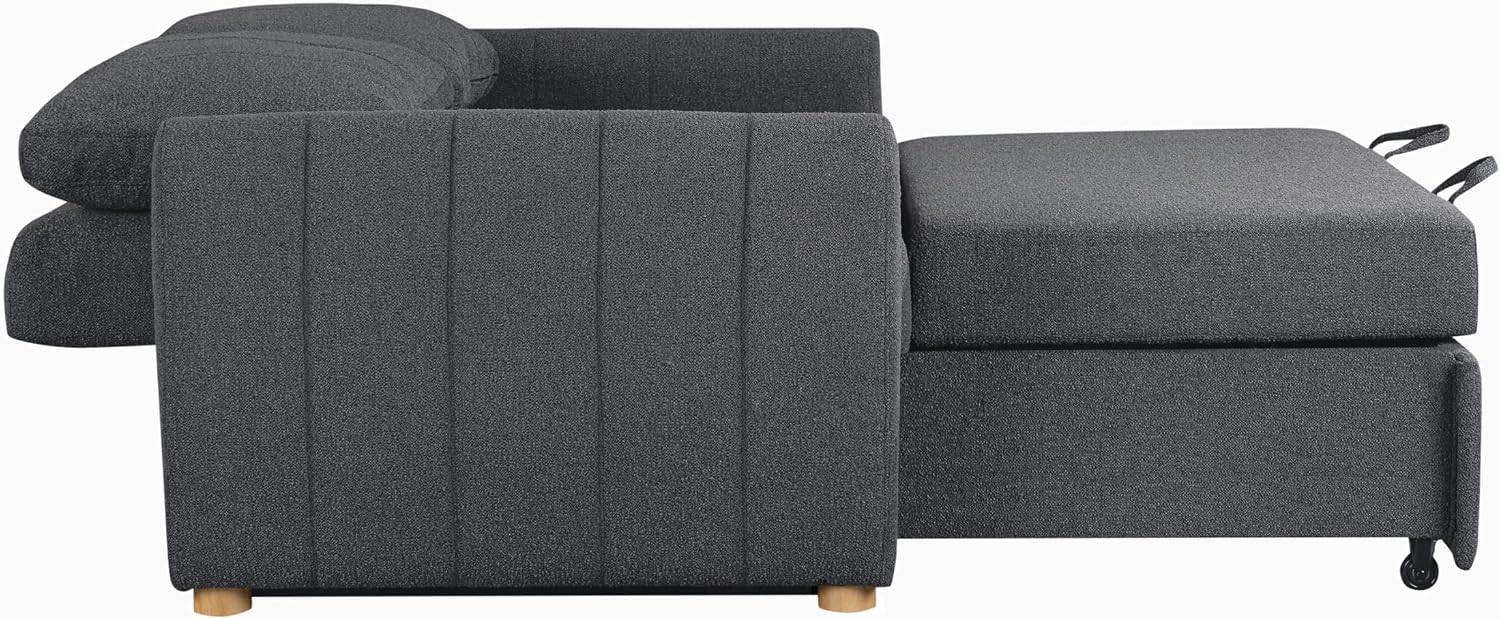 Serta Galway 66.5' Convertible Sleeper Loveseat, Full Size, Dreamcoil Comfort, FingerGuard Pinch Point Protection, Boucle Fabric, Charcoal
