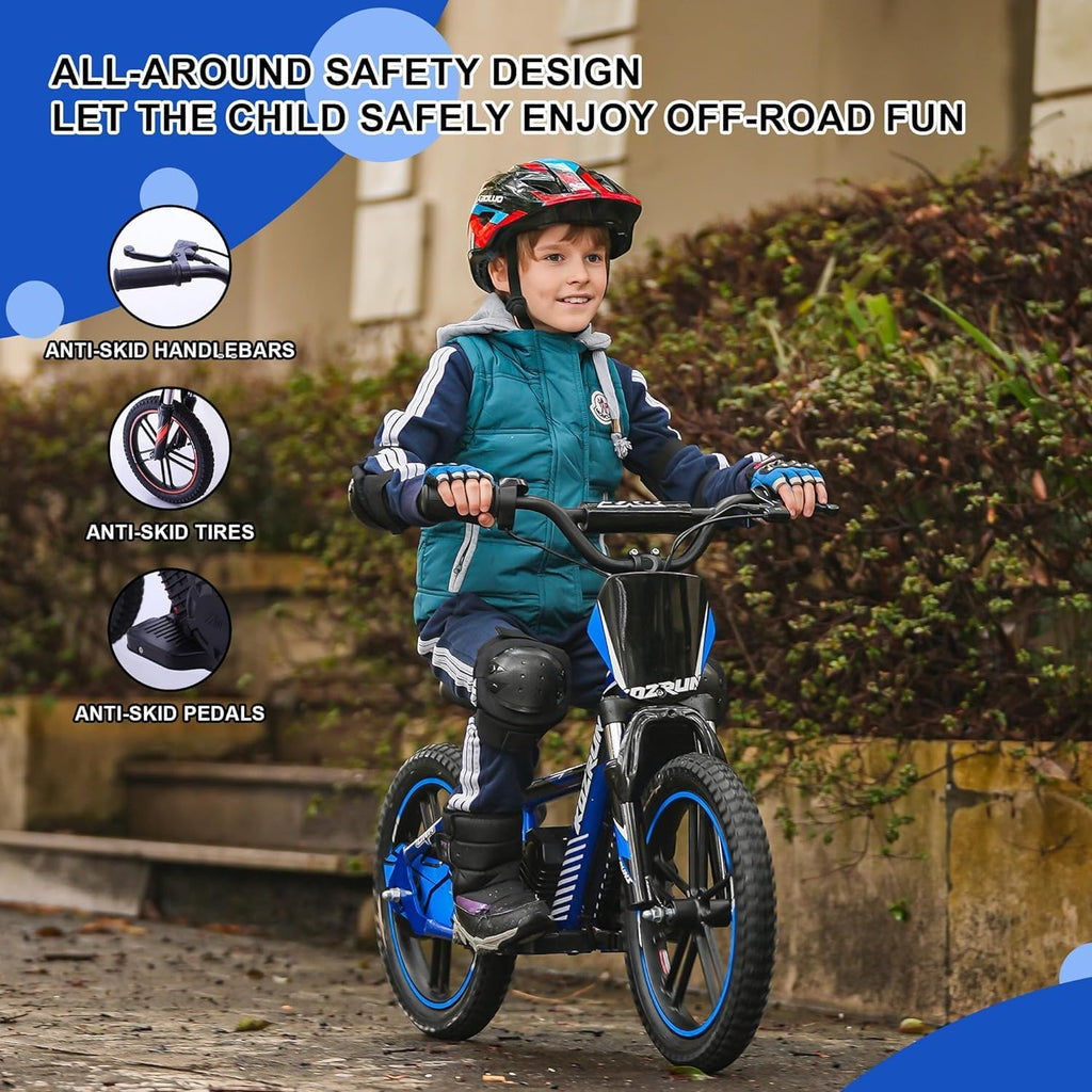 High Performance Electric Dirt Bike for Kids, 500W Motor, 3-Speed up to 15.5MPH, 24V 5AH Removable Lithium-Ion Battery, 13.6 Miles Max Range, Manual Rear Disc Brakes, Electric Motorcycle for Ages 5-10