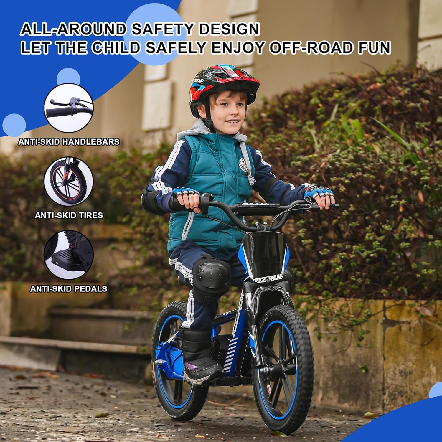 High Performance Electric Dirt Bike for Kids, 500W Motor, 3-Speed up to 15.5MPH, 24V 5AH Removable Lithium-Ion Battery, 13.6 Miles Max Range, Manual Rear Disc Brakes, Electric Motorcycle for Ages 5-10