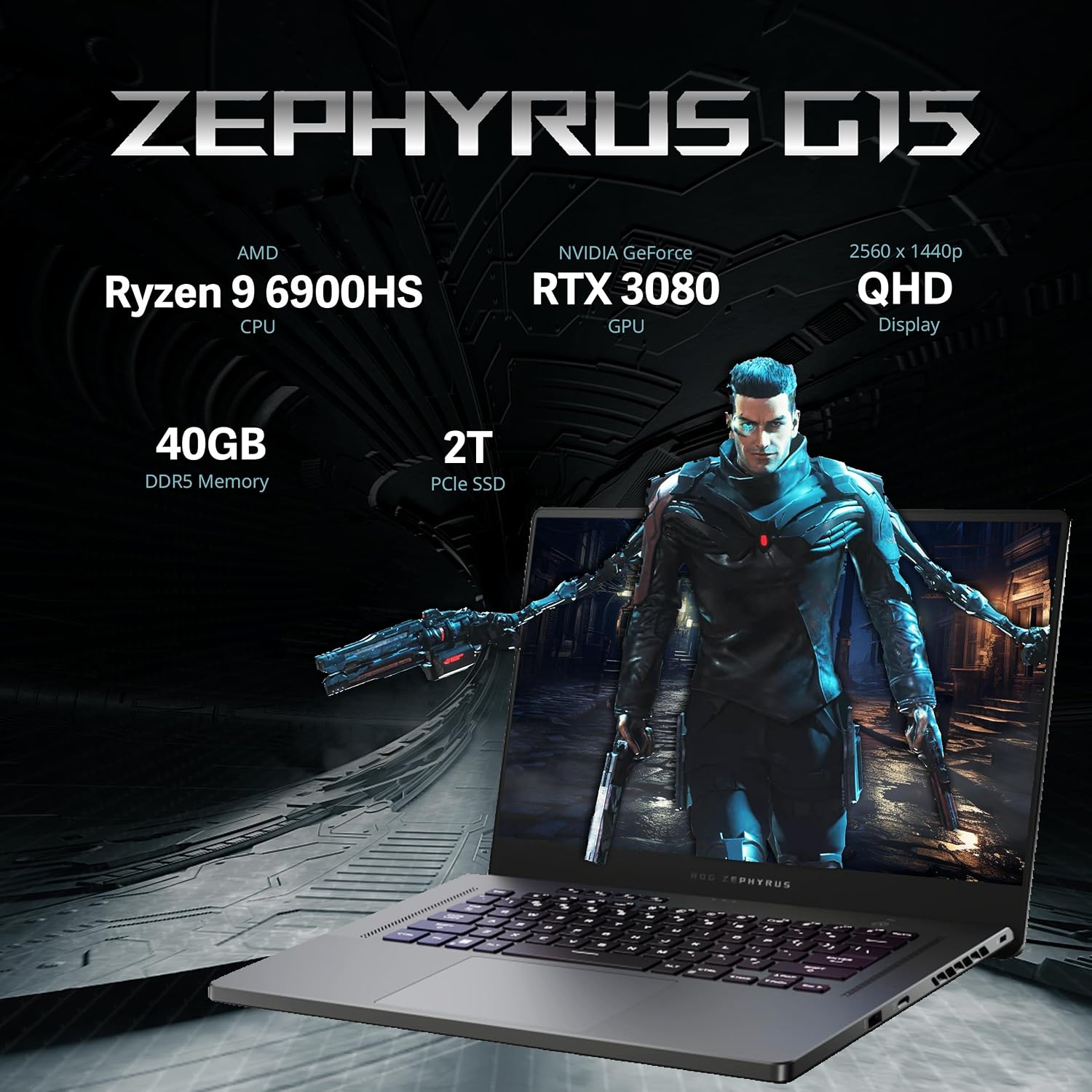 ASUS ROG Zephyrus G15 15.6' QHD 240Hz Gaming Laptop, AMD Ryzen 9 6900HS, GeForce RTX 3080 8GB GDDR6, 40GB DDR5, 2TB PCIe SSD, Backlit Keyboard, Wi-Fi 6E, Win 11 Pro, Gray, 128GB Docking Station Set