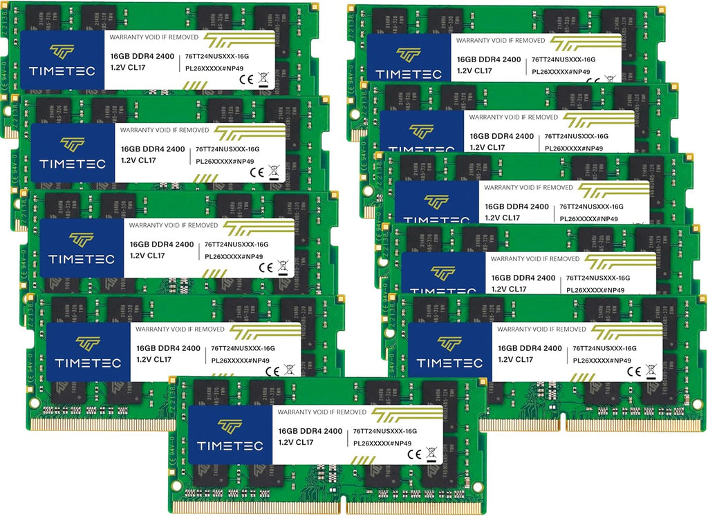 Timetec 160GB KIT (10x16GB) DDR4 2400MHz (PC4-2400T) PC4-19200 SODIMM Laptop RAM – 260-Pin 1.2V CL17 Non-ECC Unbuffered Memory Module for Laptop, Notebook, Mini PC, All-in-One