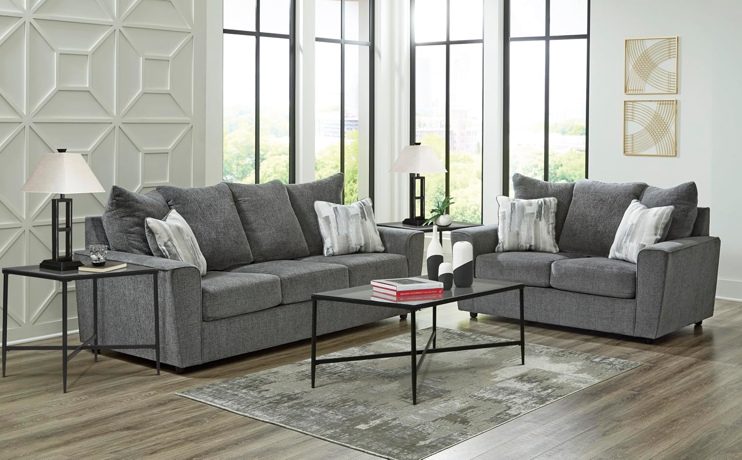 Signature Design by Ashley Stairatt Casual Sofa with Flared Arms, Gray
