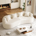 Oversized Sectional Sofa for Living Room, Modern Luxury Plush Chenille 4-Seater Extra Deep & Wide Seat Curved Cloud Couch with 4 Throw Pillows, No Assembly Needed, Cream White