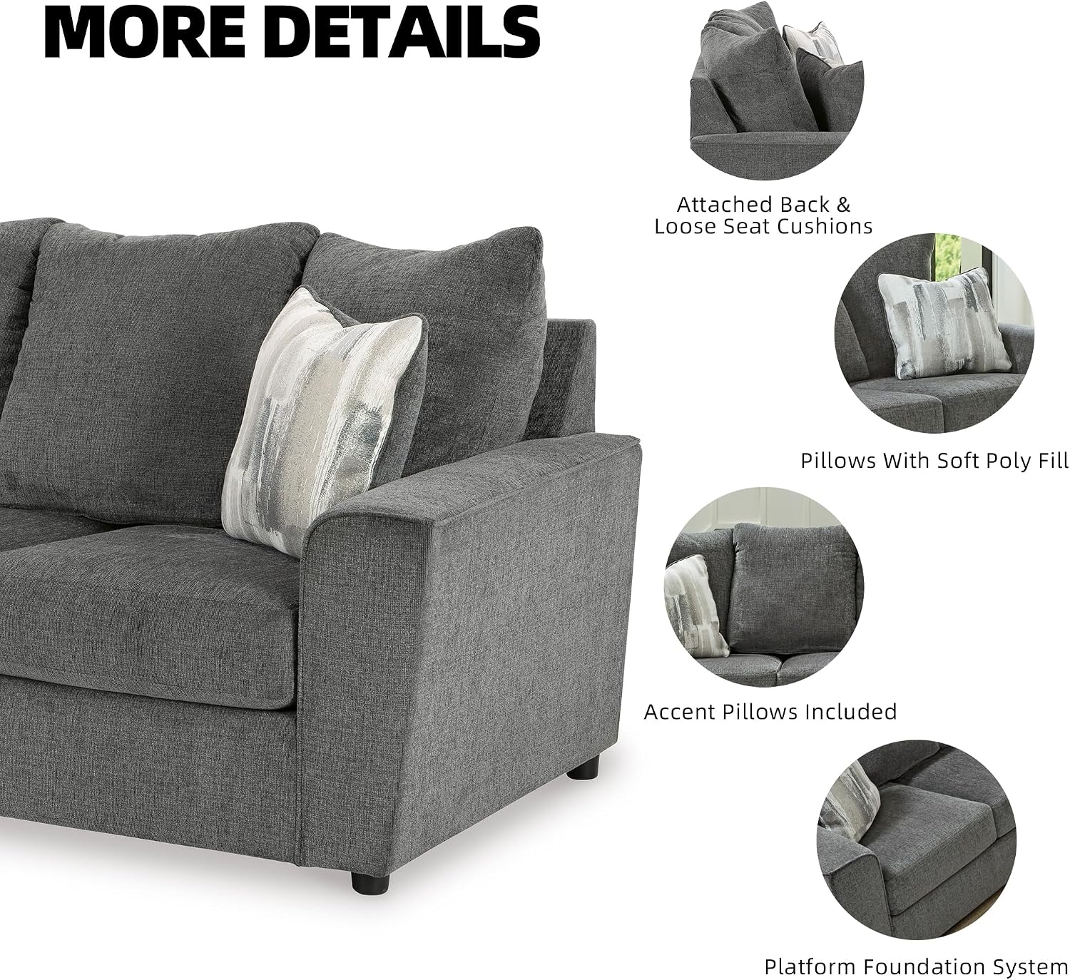 Signature Design by Ashley Stairatt Casual Sofa with Flared Arms, Gray