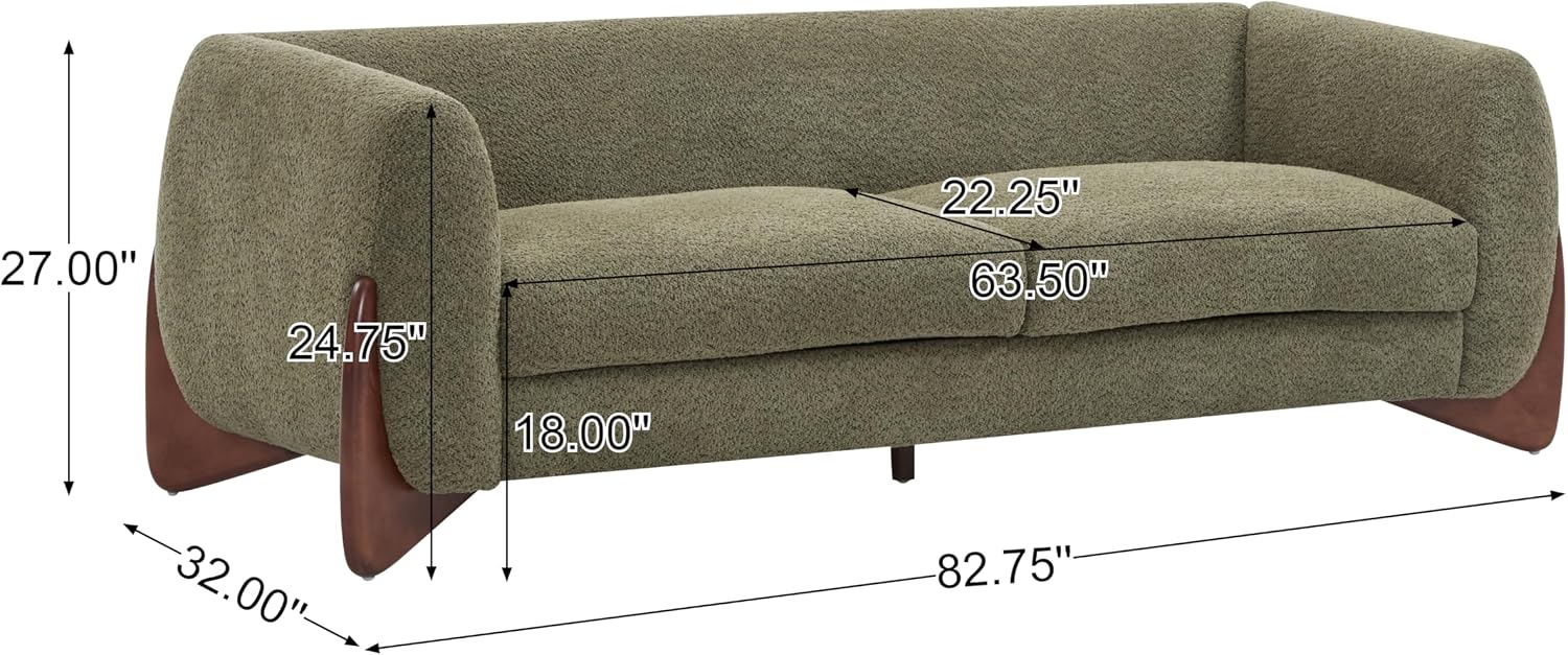 Christopher Knight Home Almab 82 Inches Sofa Couch, Cozy Boucle Upholstered 3-Seater Sofa, Wood Frame Couch, Comfy Couches for Living Room and Office, Modern Soft Plush Sofa, Olive Green