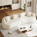 131' Oversized Sectional Sofa for Living Room, Modern Luxury Plush Chenille 4-Seater Extra Deep & Wide Seat Curved Cloud Couch with 4 Throw Pillows, No Assembly Needed, Cream White