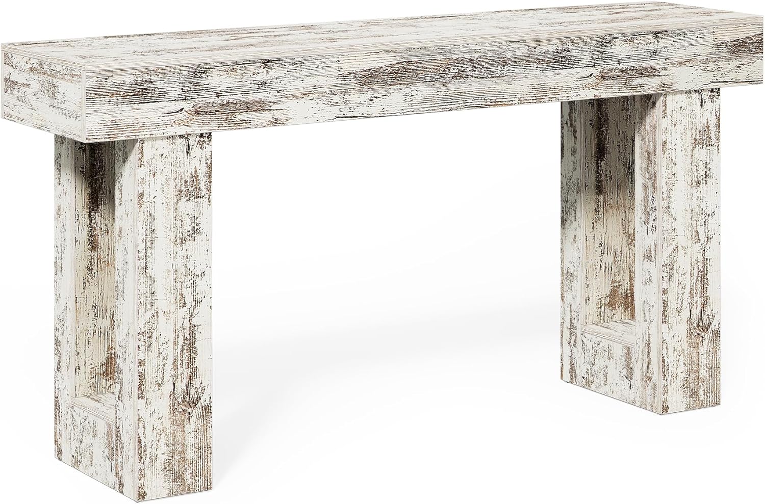 Little Tree 63-Inch Long Console Tables for Entryway, Large Sofa Table Behind Couch, Wooden Entry Foyer Hallway Table, Modern Console Sofa Tables for Living Room, Distressed White