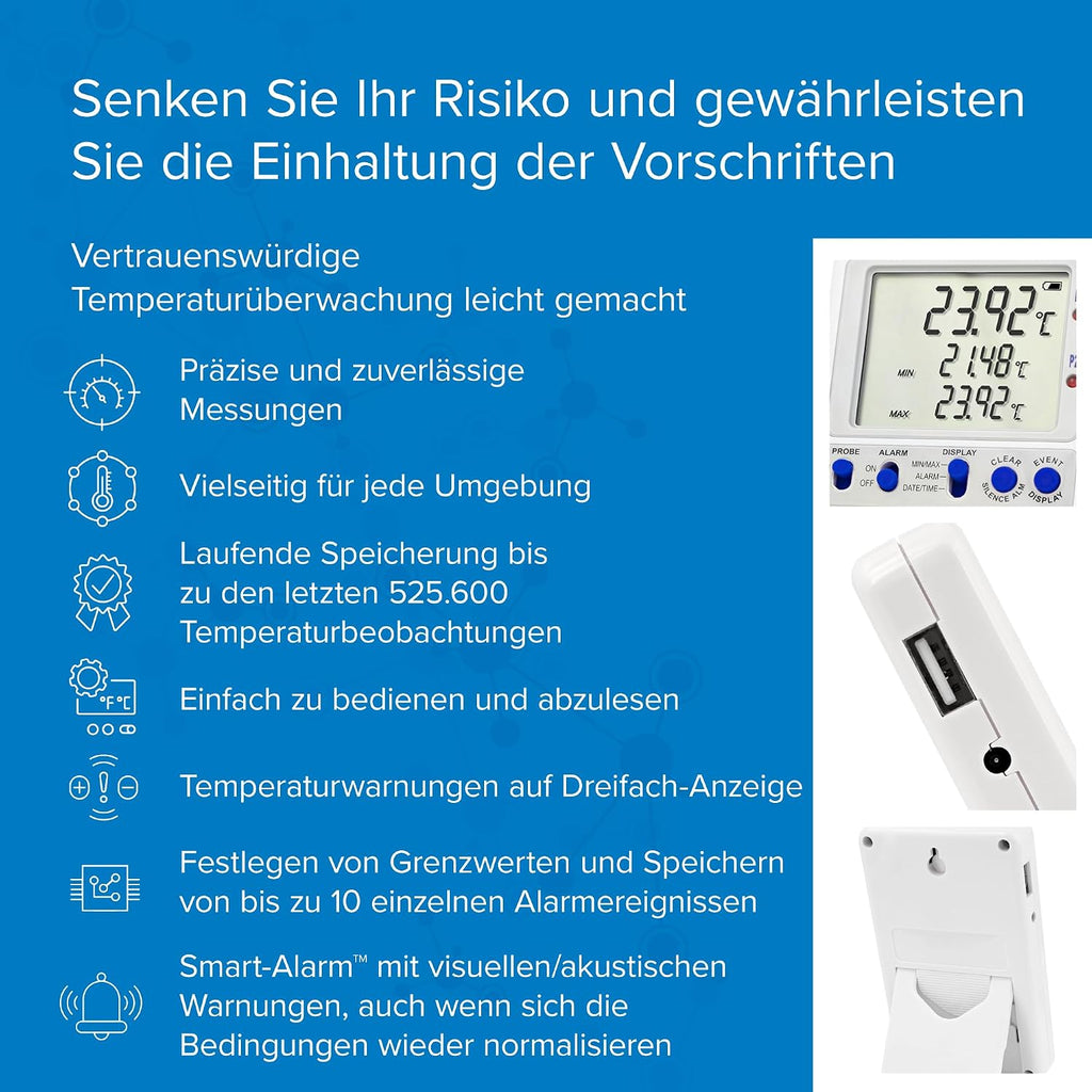 Traceable Data Logging Thermometer: 1 Glass Bottle Probe
