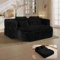 75'' Folding Sleeper Sofa Bed, Convertible Memory Foam Boneless Couch, Foldable Full Size Guest Bed, Modern 2-in-1 Futon Floor Sleeper Sofa with 4 Pillows and Blanket (Corduroy, Black)