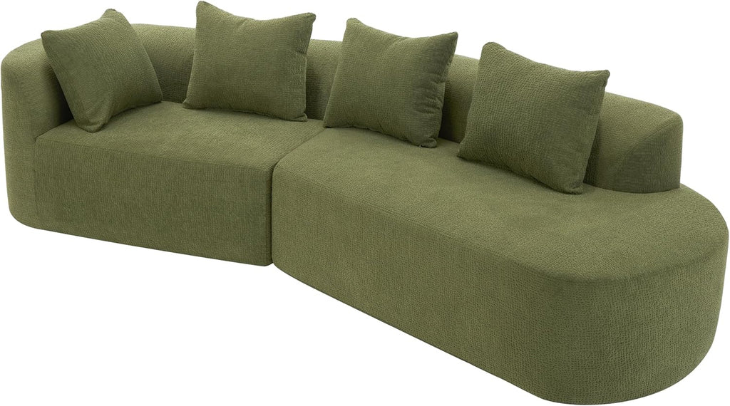 Christopher Knight Home Randa Modern Fabric Upholstered 5-Seater Sofa, Oversized Chair Cloud Couch, Fully Assembled Long Sofa Chaise Lounge, Fully Assembled, Olive Green