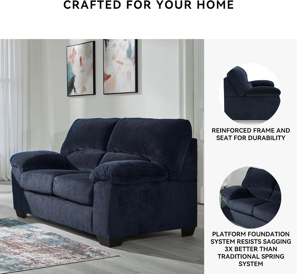 Signature Design by Ashley SimpleJoy Contemporary Loveseat for Living Room, Blue